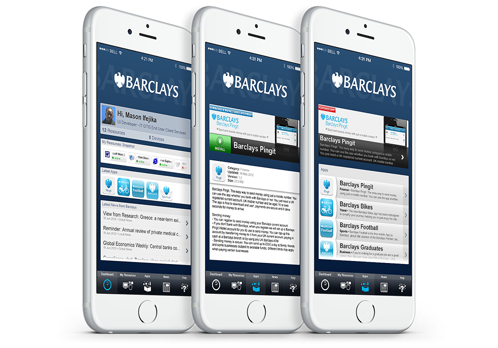 Barclays Employee Mobile App: UX Design & UI Development