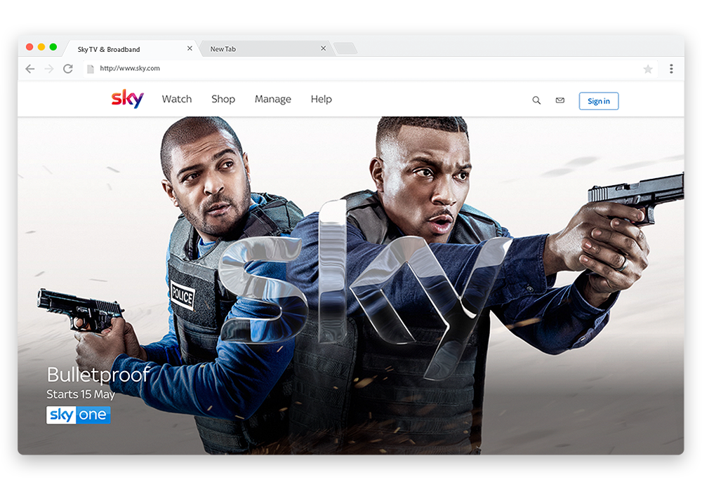 Sky.com Homepage: Main Menu & Autosuggest Search ONLY